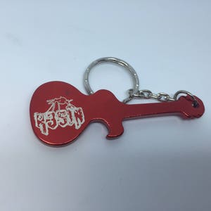 Custom Engraved Guitar shaped Bottle Opener Key Ring