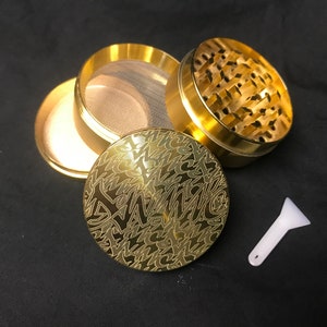 50mm laser engraved custom/personal herb grinder with your logo/design or message personalised Gold