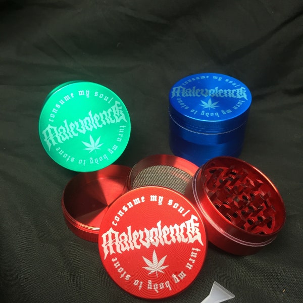 50mm laser engraved custom/personal herb grinder with your logo/design or message personalised