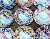 Job Lot of 10 (30pcs) Vintage Mismatched Antique Imari Pattern Trios Tea Cups Saucers Side Plates Sets Party Peaky Blinders China Crockery