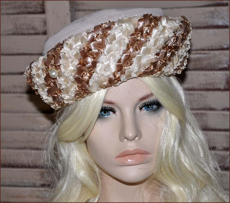 Ivory Straw Hat, Cream Linen Hat, Tan Woven Raffia, Ladies Ivory Hat