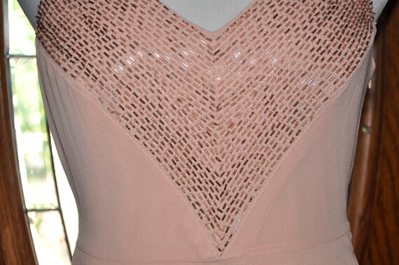 Forever 21 Peach V-Neck Beaded Formal Evening Gow… - image 3