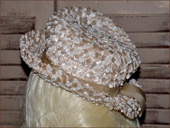 Ivory Straw Hat, Cream Straw Hat, Wide Brim Cello… - image 5