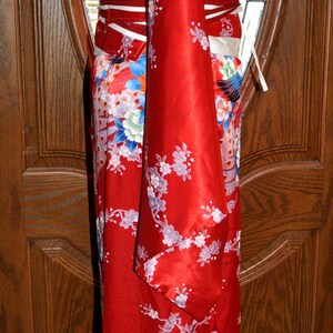 Vintage Japanese Red White and Blue Kimono, Wedding Kimono Robe image 7