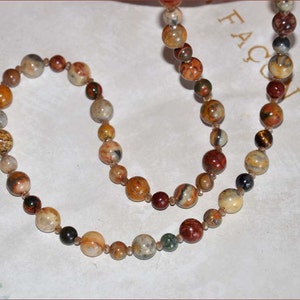 Birdseye Rhyolite Beads, 37 Inch Necklace, Earthtone Bead Necklace, Rust Caramel Beads, Long Bead Necklace, Necklace and Earrings image 4