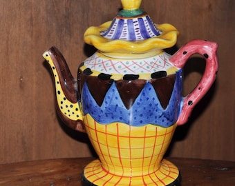 Vintage Tonala Teapot With Ken Edwards El Palomar Bird and Flowers