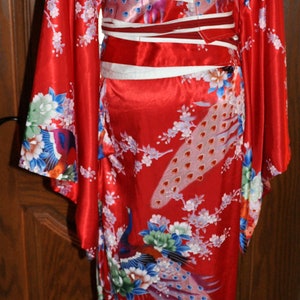 Vintage Japanese Red White and Blue Kimono, Wedding Kimono Robe image 6