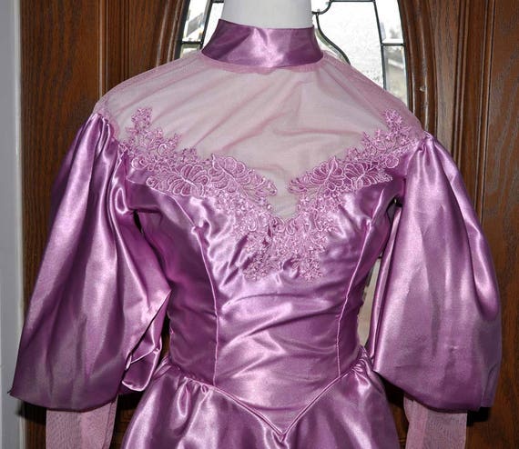 Vintage Mauve Downton Abbey Ball Gown & Shawl, Co… - image 1