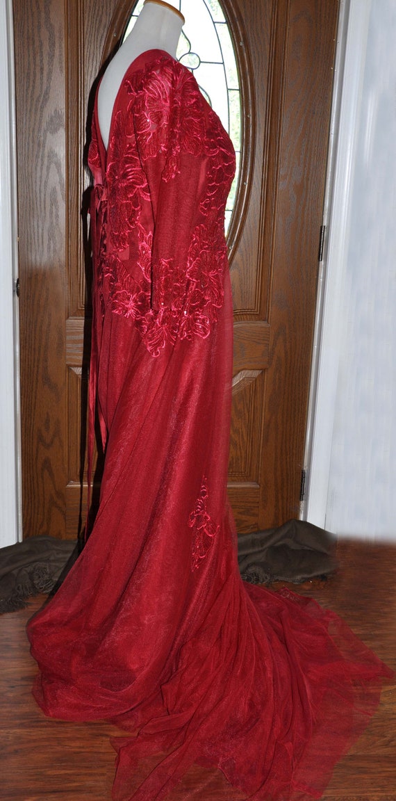 Vintage Red Bridess Formal Princess Ball Gown Wit… - image 6