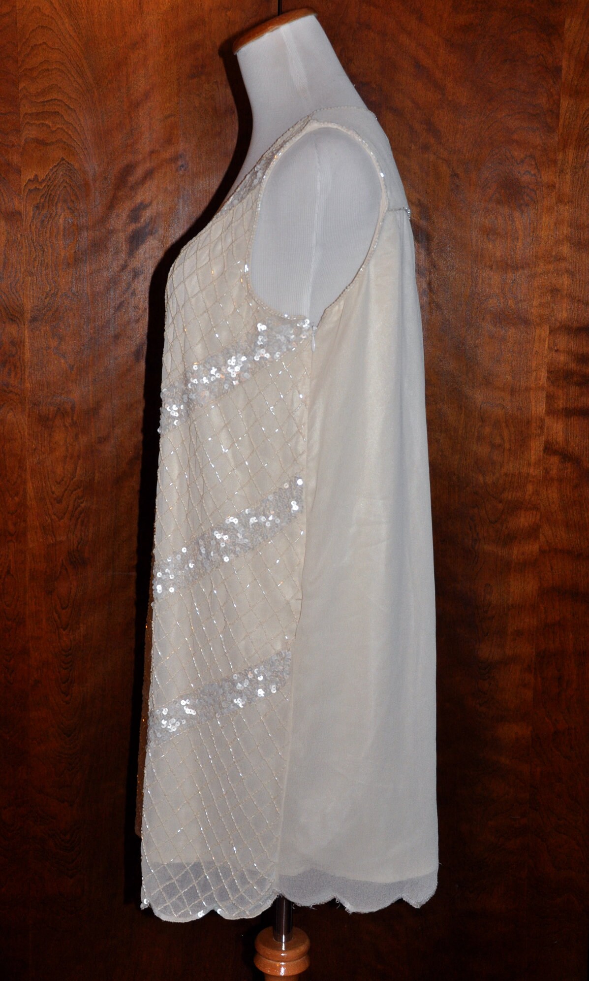 ivory beaded flapper dress 1920s White Beaded Mable Flapper Dress