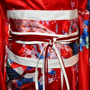 Vintage Japanese Red White and Blue Kimono, Wedding Kimono Robe image 3