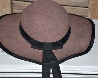 Fawn Wool Hat, Wide Brimmed Hat, Tan Wide Brim Hat, Ladies Wide Brim Hat, Ladies Wool Hat, Wide Brim Felt Hat