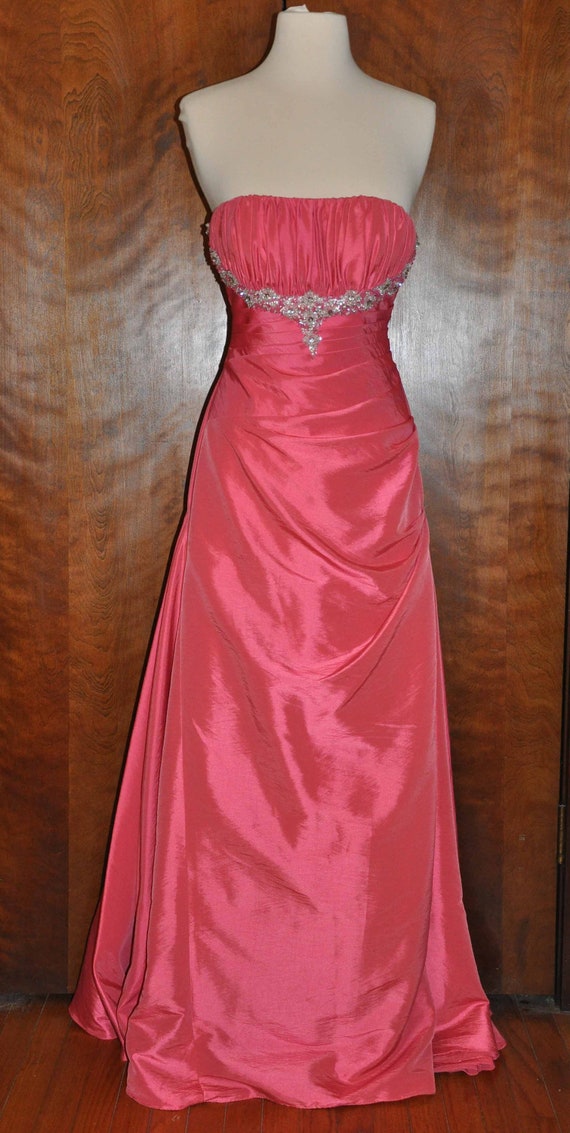 Xcite Coral Beaded Strapless Ball Gown, Coral Bea… - image 2