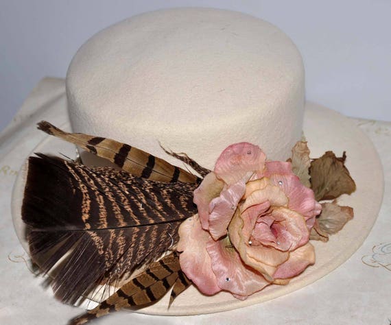cream vintage hat