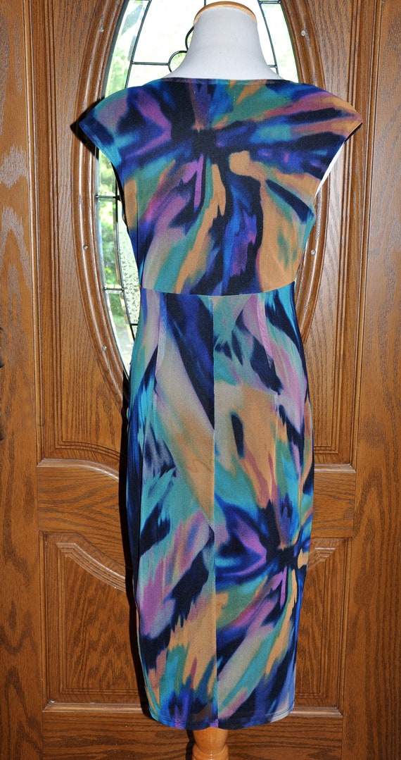 London Times Multi-Color V-Neck Knee Length Dress… - image 6