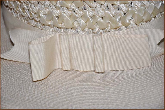 Ivory Straw Boaters Hat, Ivory Wide Brim Hat, Ladies Ivory  display picture 1