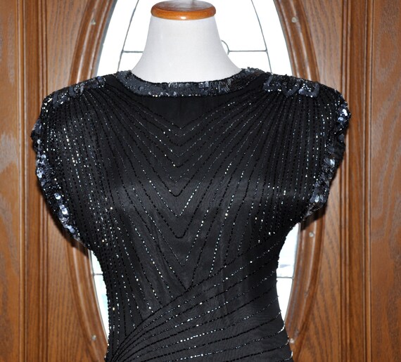black beaded evening gowns