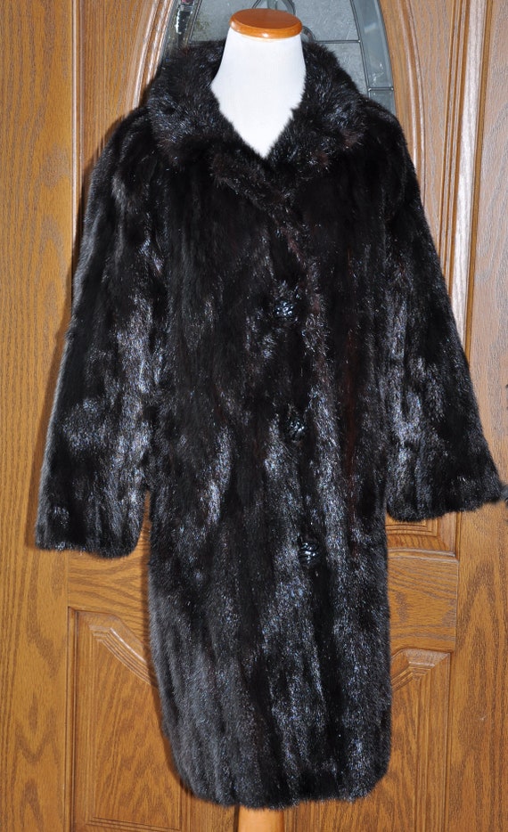 Vintage Mahogany Black Mink Coat With Double Linin