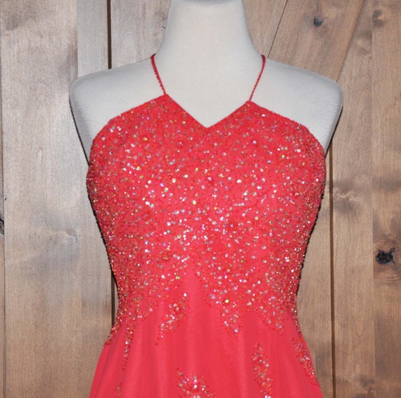 open lace back dress Prom Long Beaded Mesh Mermaid Dress main image 0