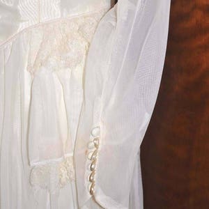 Vintage White/Vanilla Wedding Gown With Long Sleeves and Lace Neckline, Antique Wedding Gown, Vintage Wedding Dress, White Bridal Gown image 6