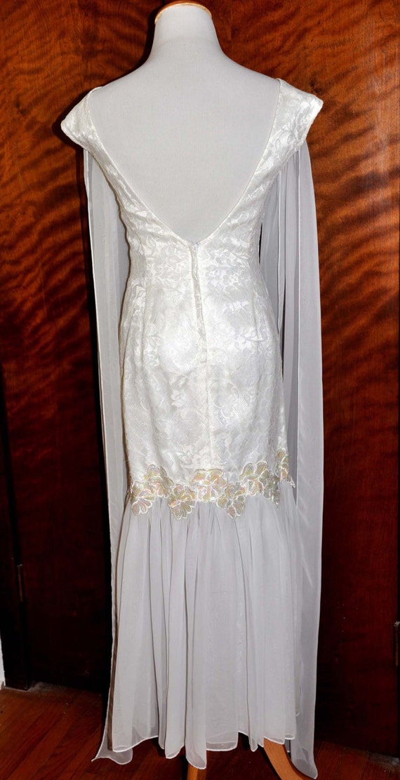 Vintage Jessica McClintock Gunne Sax White Chiffo… - image 4