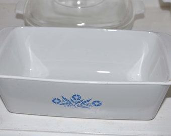 Vintage Corning Ware Baking Dish 9 x 5 x 3 Cornflower Design, Ovenware, Vintage Corning Cornflower Bakeware, Baking Oven Dishes