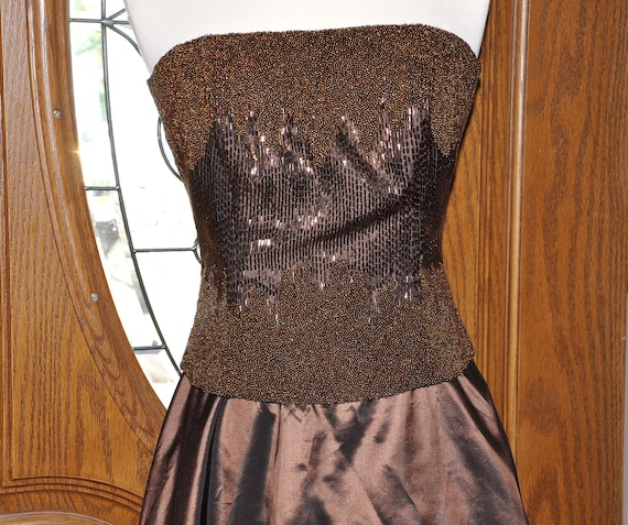 Jovani Chocolate Brown Beaded Formal Evening Gown… - image 1