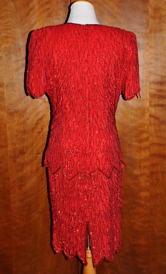 Vintage Laurence Kazar NY Red Beaded Gatsby Charl… - image 6