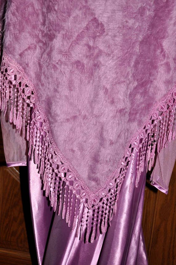 Vintage Mauve Downton Abbey Ball Gown & Shawl, Co… - image 9