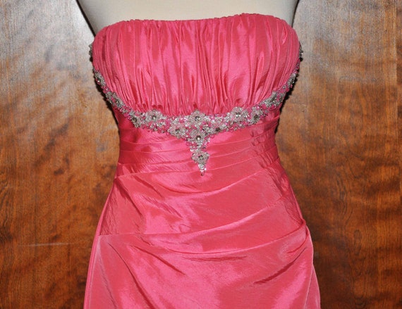 Xcite Coral Beaded Strapless Ball Gown, Coral Bea… - image 3