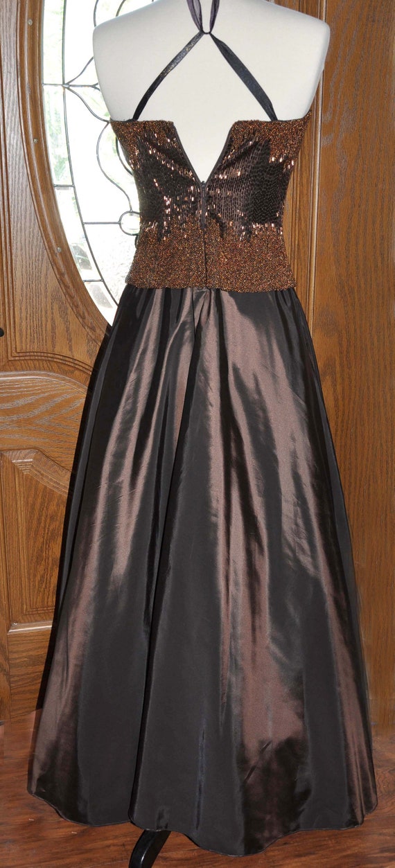 vintage brown prom dress Jovani Chocolate Beaded Formal Evening Gown With Cape, Jovani Formal Gown, Vintage Cinnamon Beaded Evening Gown, Size 2 The fabric is very