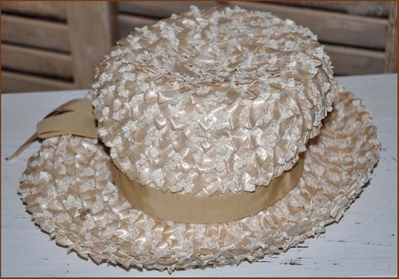 Ivory Straw Hat, Cream Straw Hat, Wide Brim Cello… - image 4