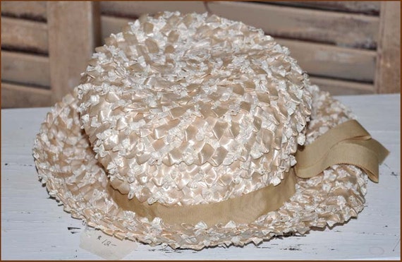 Ivory Straw Hat, Cream Straw Hat, Wide Brim Cello… - image 2