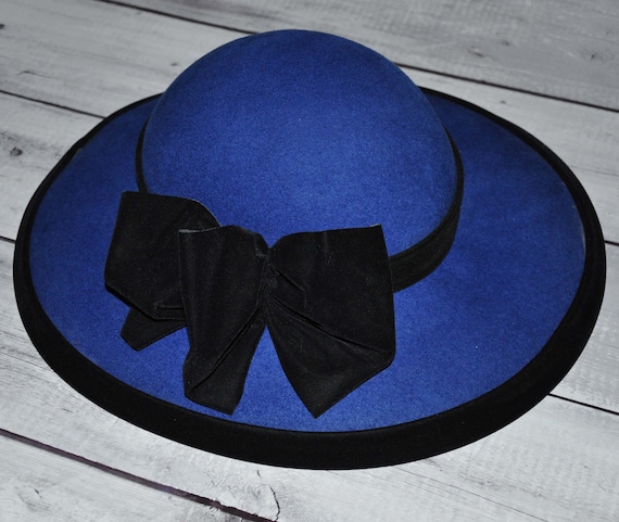 希少カラー ロイヤルネイビーブルー ヴィンテージ ロングプリム ハット HAT 希少カラー ロイヤルネイビーブルー ヴィンテージ ロングプリム
