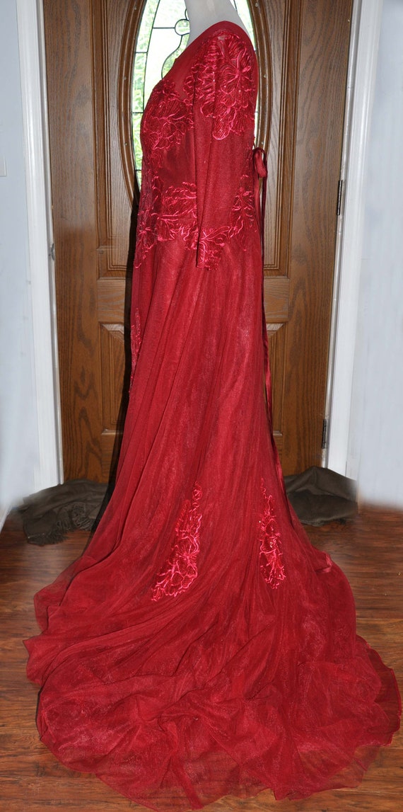 Vintage Red Bridess Formal Princess Ball Gown Wit… - image 5