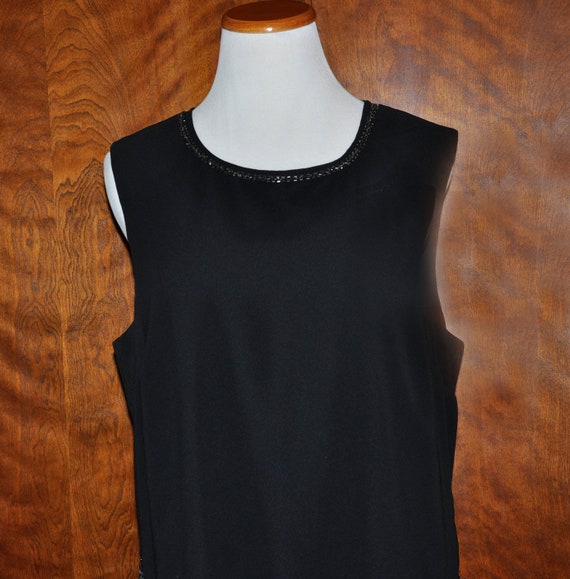 Vintage 20s Style Gatsby Flapper Black Beaded Dres