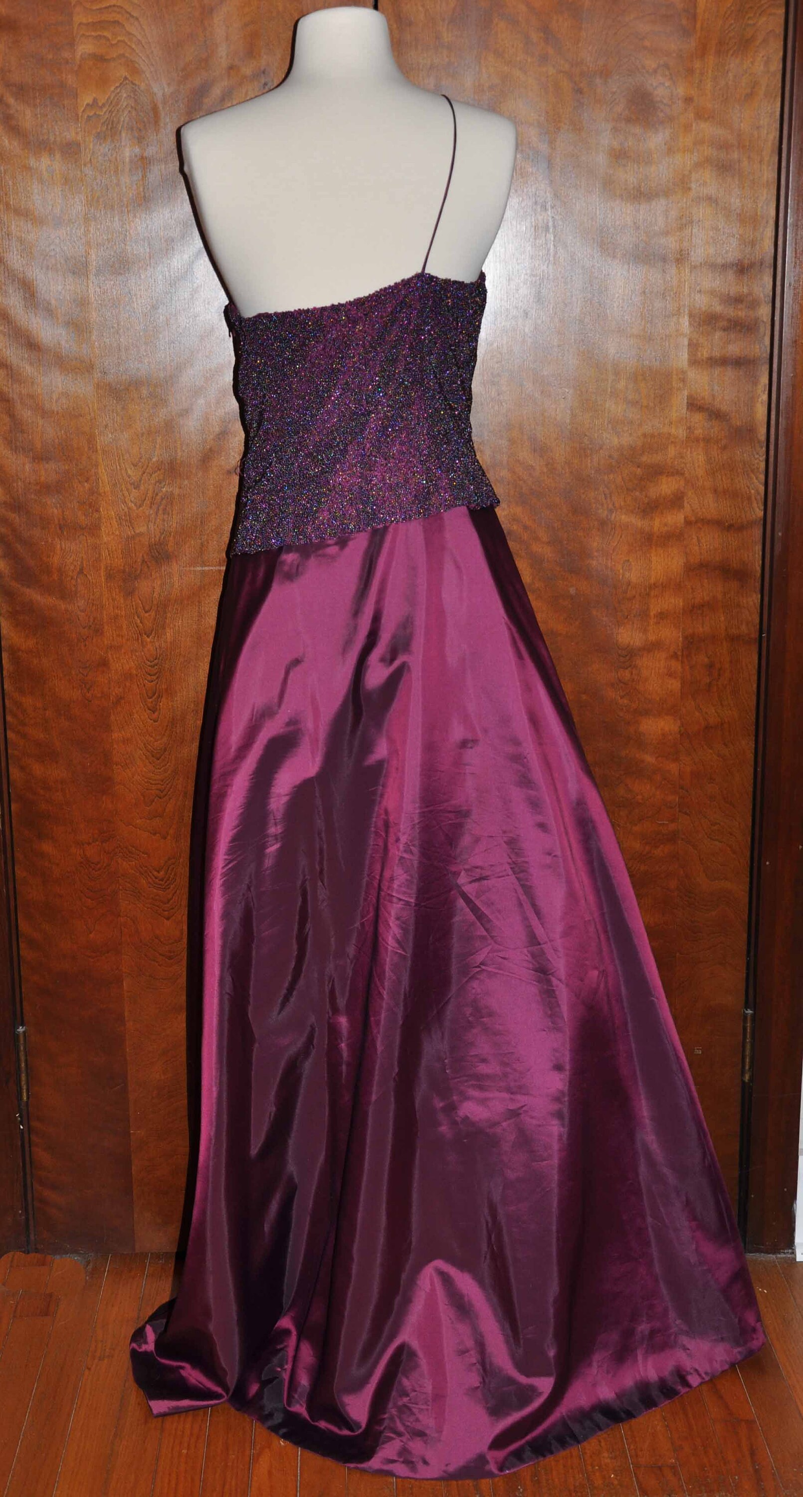 cassandra stone purple dress Vintage Cassandra Stone Two Piece Beaded Spaghetti Strap Dark Purple and  Rose Formal Evening Gown & Shawl, Stunning Dark Merlot Ball Gown