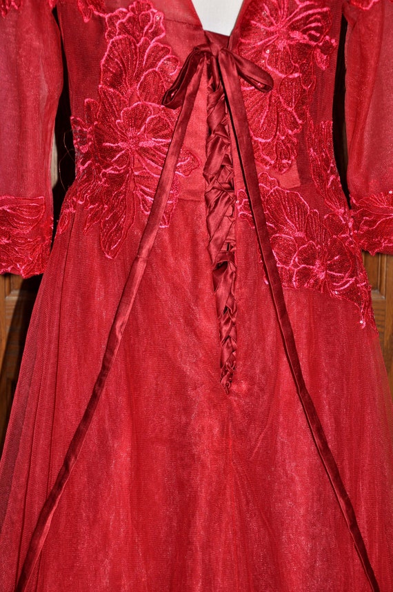 Vintage Red Bridess Formal Princess Ball Gown Wit… - image 2