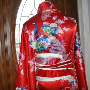 Vintage Japanese Red White and Blue Kimono, Wedding Kimono Robe image 8