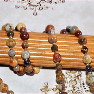 Birdseye Rhyolite Beads, 37 Inch Necklace, Earthtone Bead Necklace, Rust Caramel Beads, Long Bead Necklace, Necklace and Earrings image 1