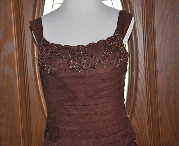 Coli Couture Cinnamon Color Beaded Shutter Pleats Formal Evening Gown, Vintage Coli Couture Cinnamon Beaded Mother of the Bride Gown Coli Couture Cinnamon Color Beaded Shutter Pleats Formal Evening Gown, Vintage Coli Couture Cinnamon Beaded Mother of the Bride Gown
