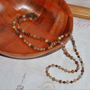 Birdseye Rhyolite Beads, 37 Inch Necklace, Earthtone Bead Necklace, Rust Caramel Beads, Long Bead Necklace, Necklace and Earrings image 5