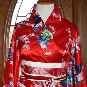 Vintage Japanese Red White and Blue Kimono, Wedding Kimono Robe image 1