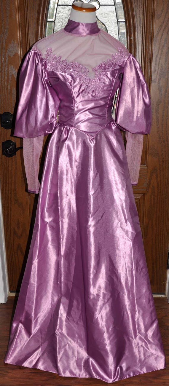 Vintage Mauve Downton Abbey Ball Gown & Shawl, Co… - image 2