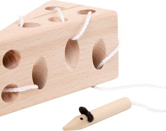 wooden threading toy