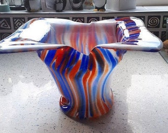 Blue/orange/white vase
