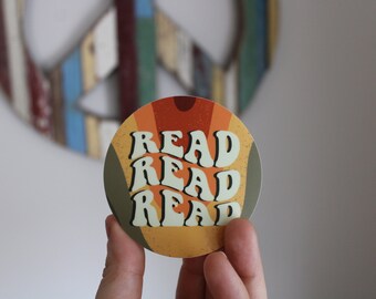 Read sticker, Vinyl, Retro sticker, Laptop Decals, Water bottle Sticker, Waterproof, Book sticker, Book lover, Book