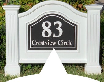 Arched House Number Sign: Black & White ColorCore Plaque for Mayne Nantucket Monument