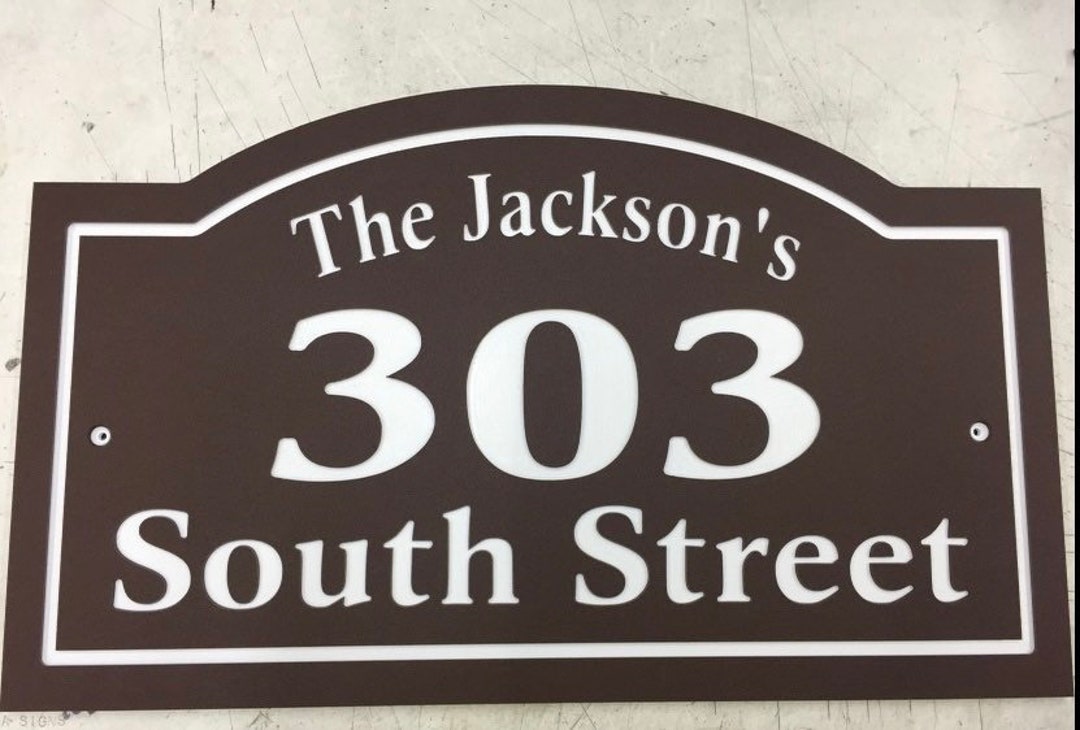 Arched House Number&street Name Family Name Address Plaque Etsy