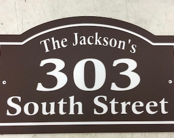 Arched House Number&Street Name + Family Name Address Plaque 14x8.5"  1/4" King ColorCore